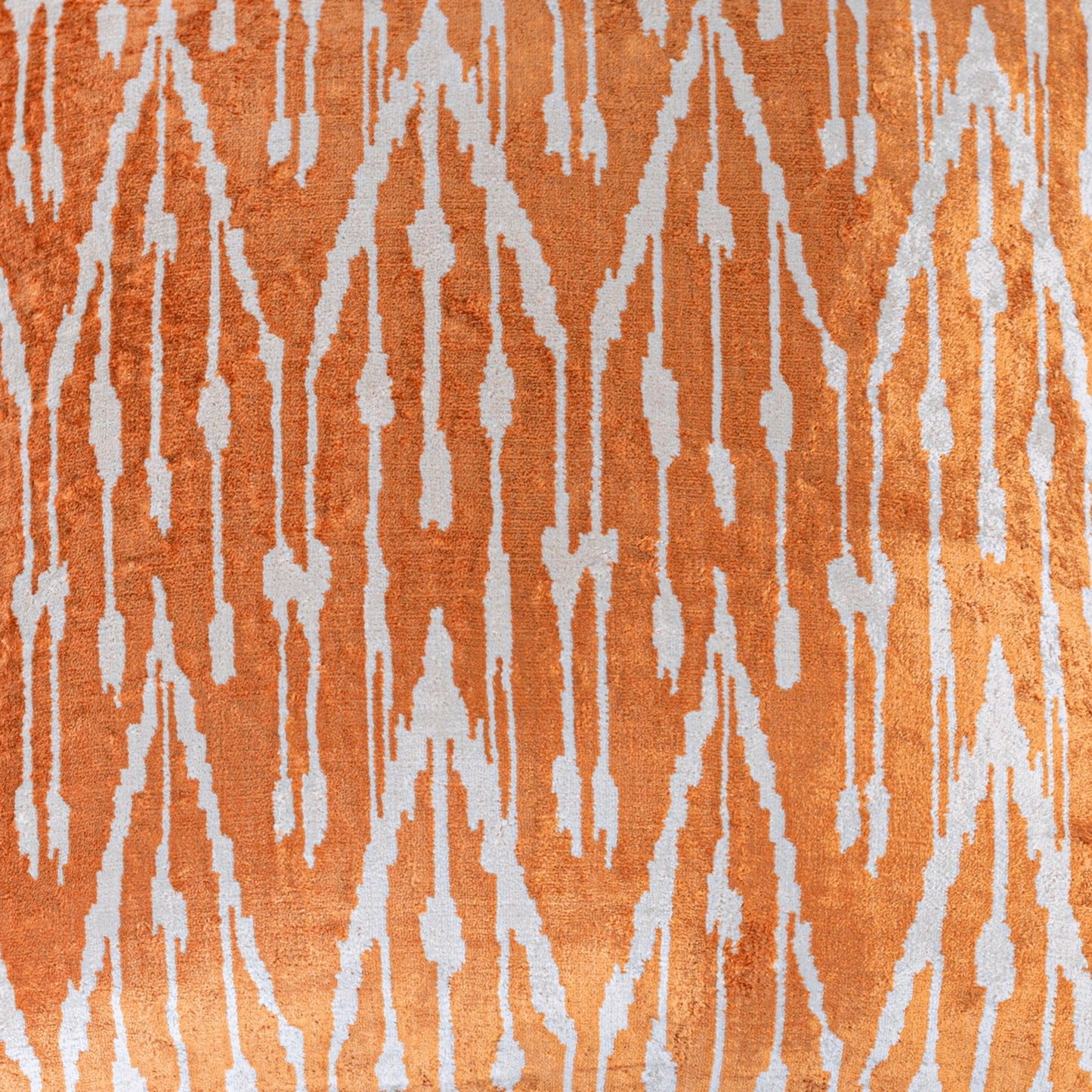 Luxury handmade ikat velvet pillow cover Off White & Cinnamon