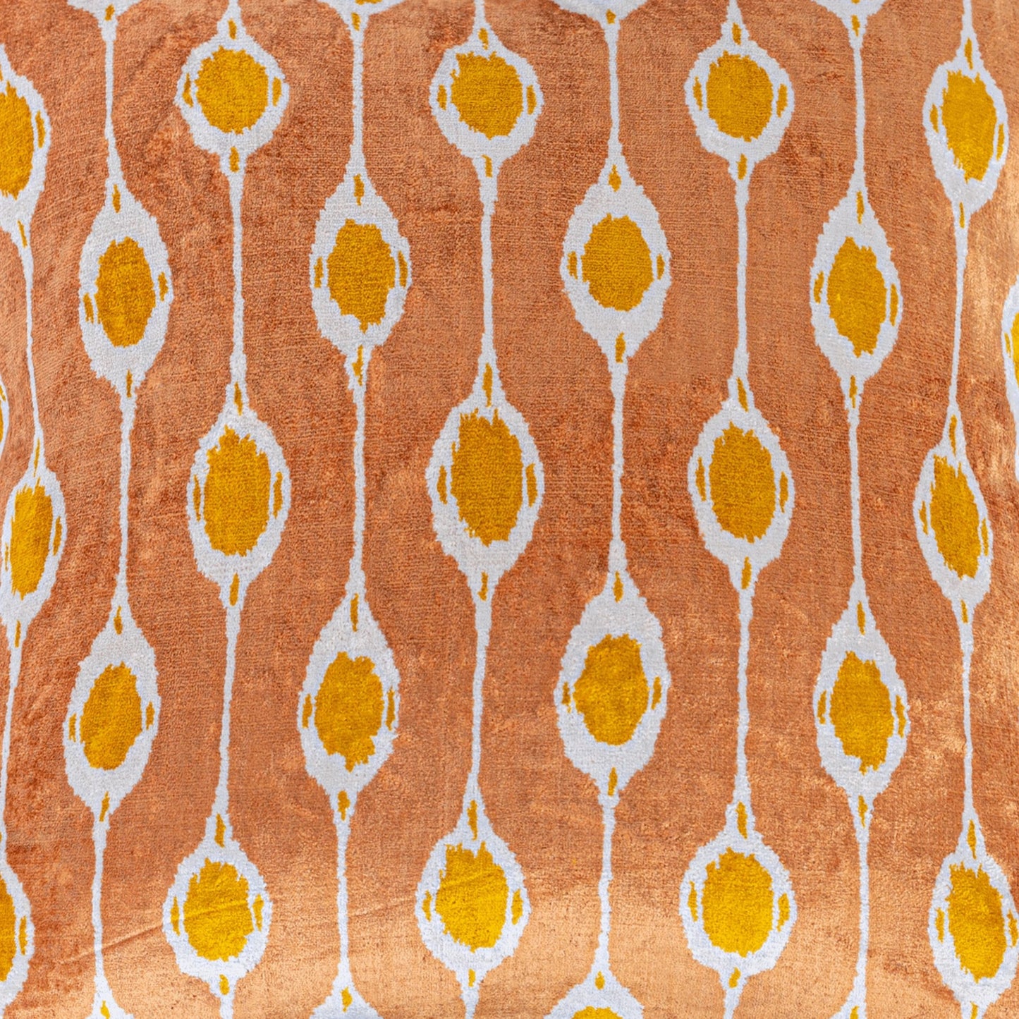 Luxury handmade ikat velvet pillow cover Off White & Cinnamon