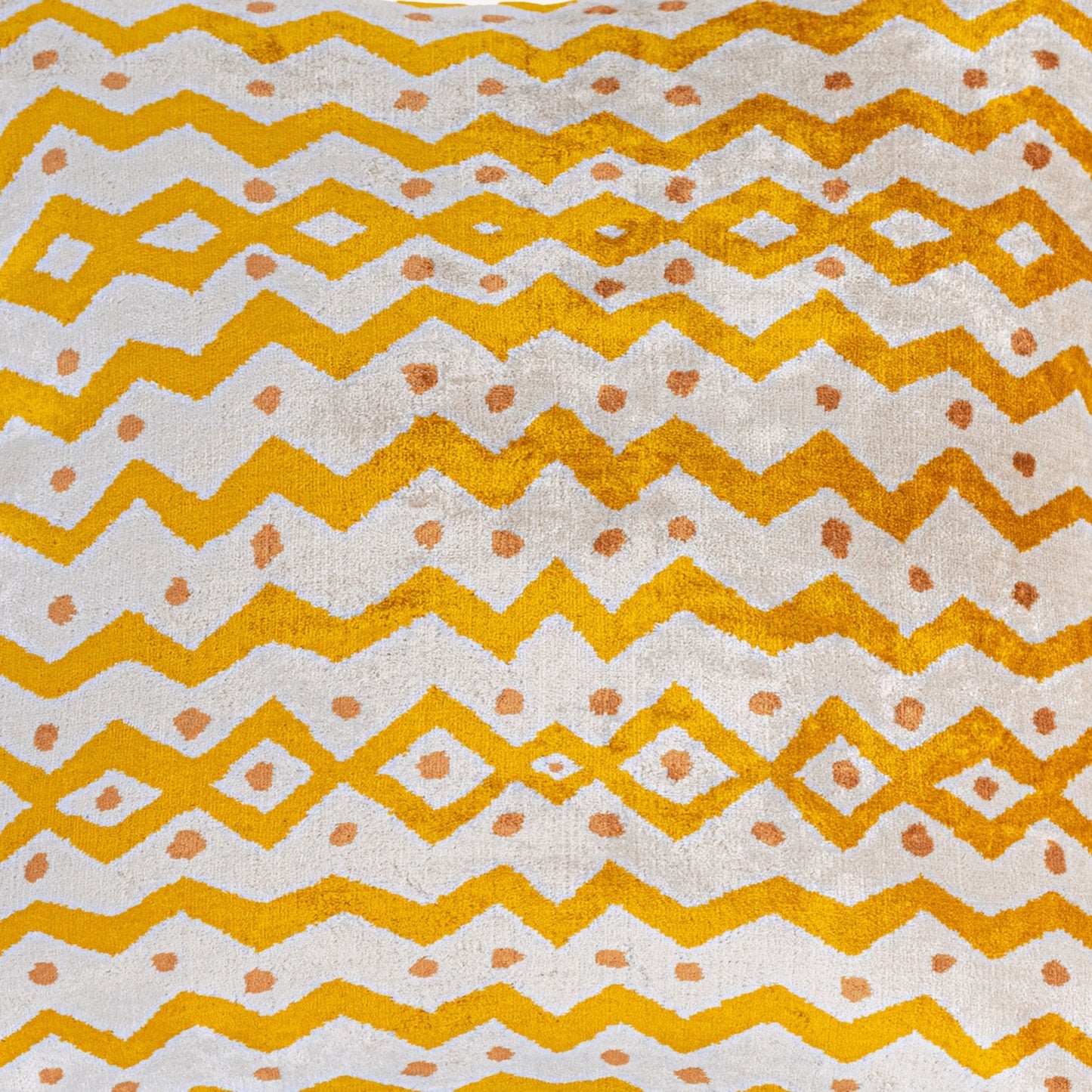 Luxury handmade ikat velvet pillow cover Off White & Cinnamon