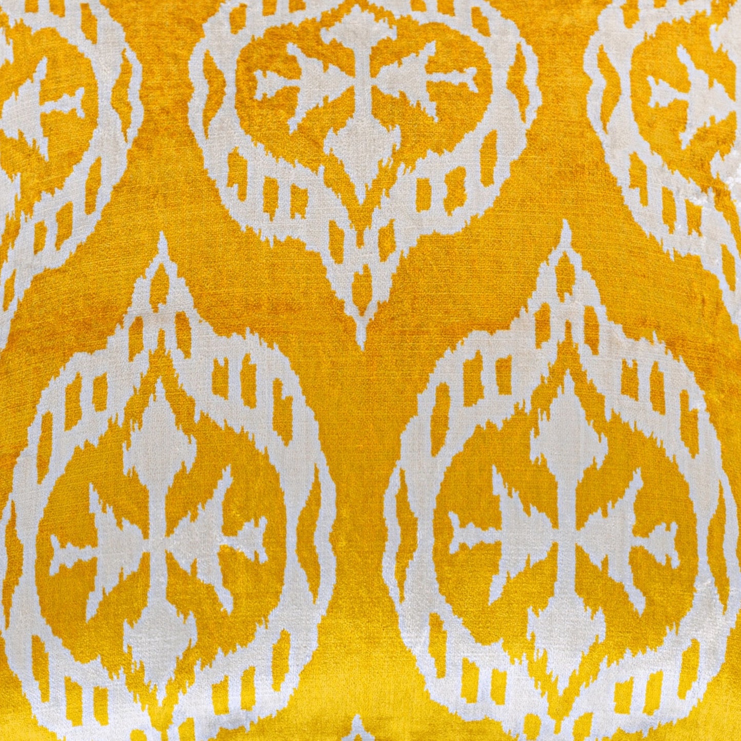 Luxury handmade ikat velvet pillow cover Yellow & White