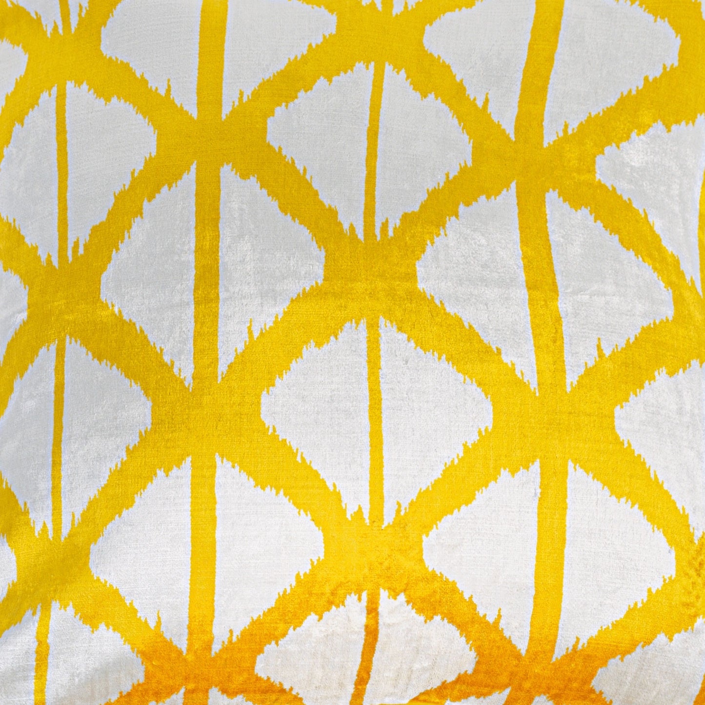 Luxury handmade ikat velvet pillow cover Yellow & White
