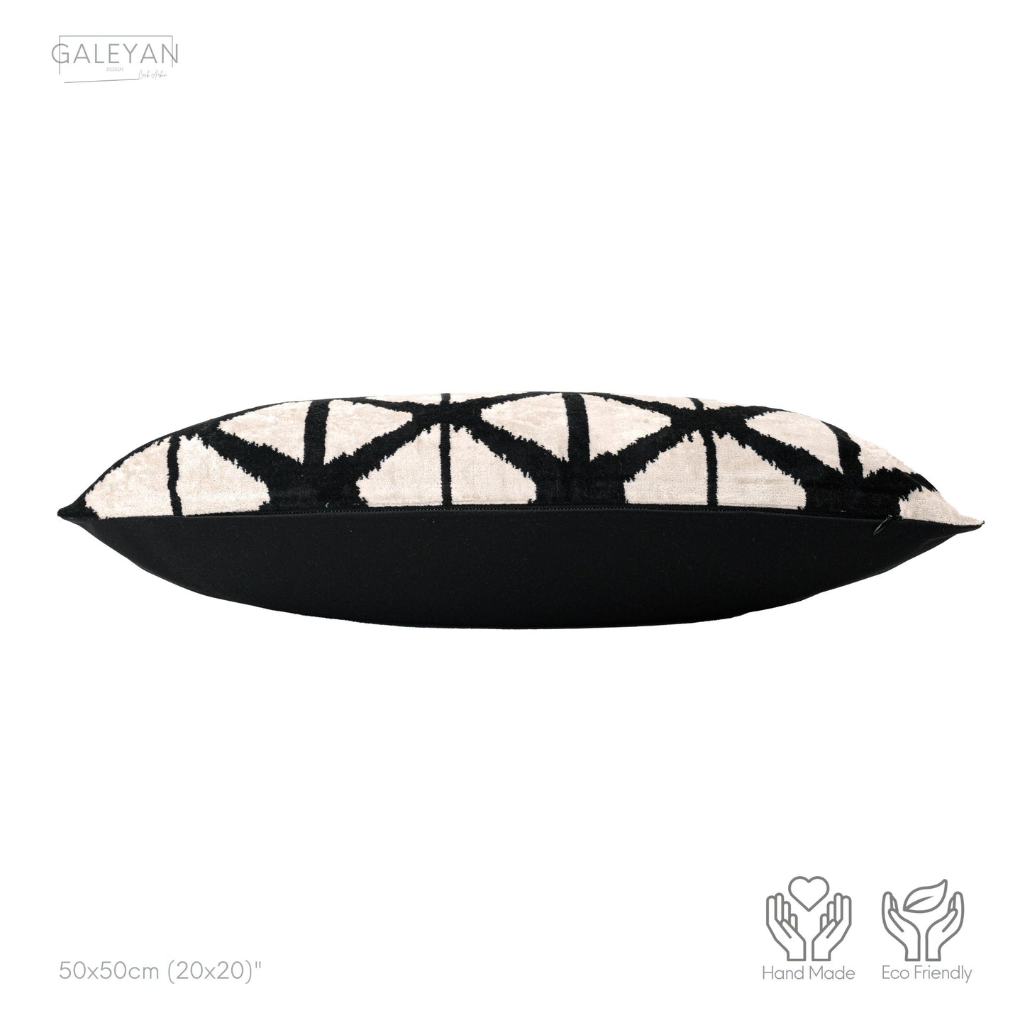 Luxury handmade ikat velvet pillow cover Black & White