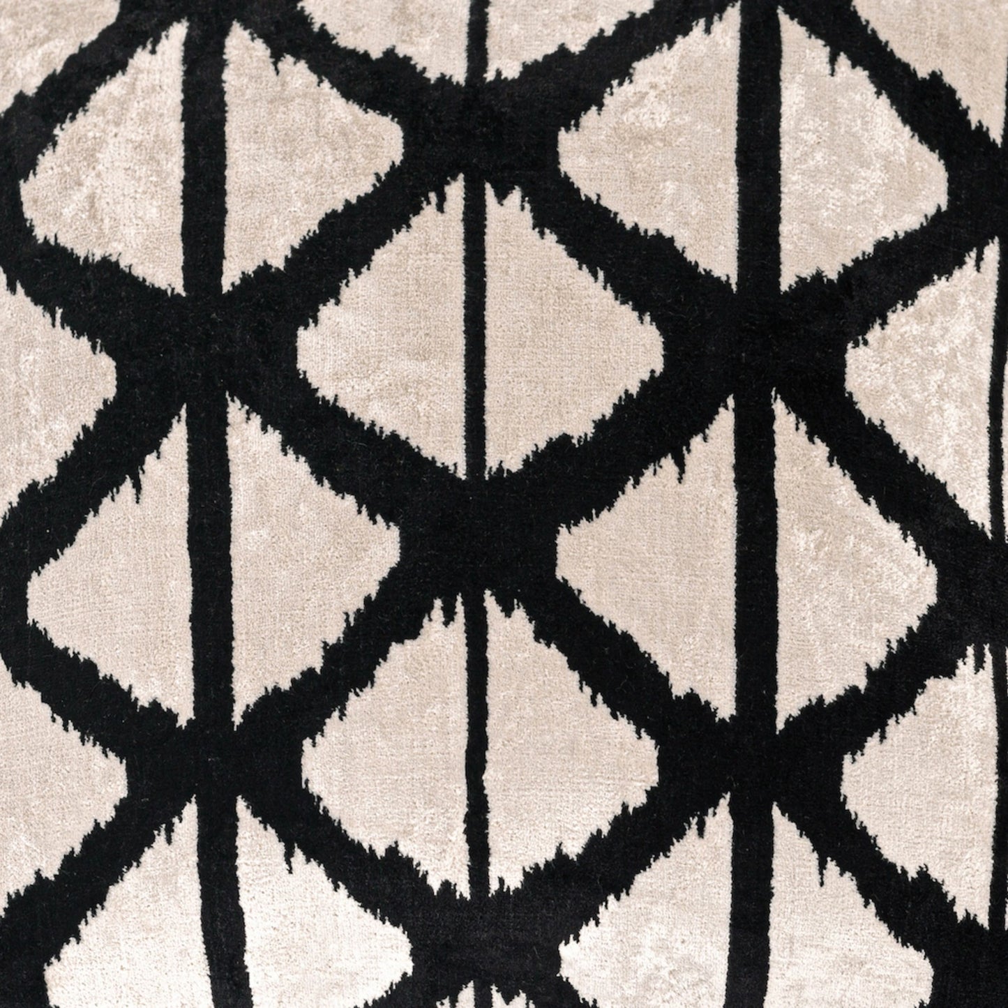 Luxury handmade ikat velvet pillow cover Black & White