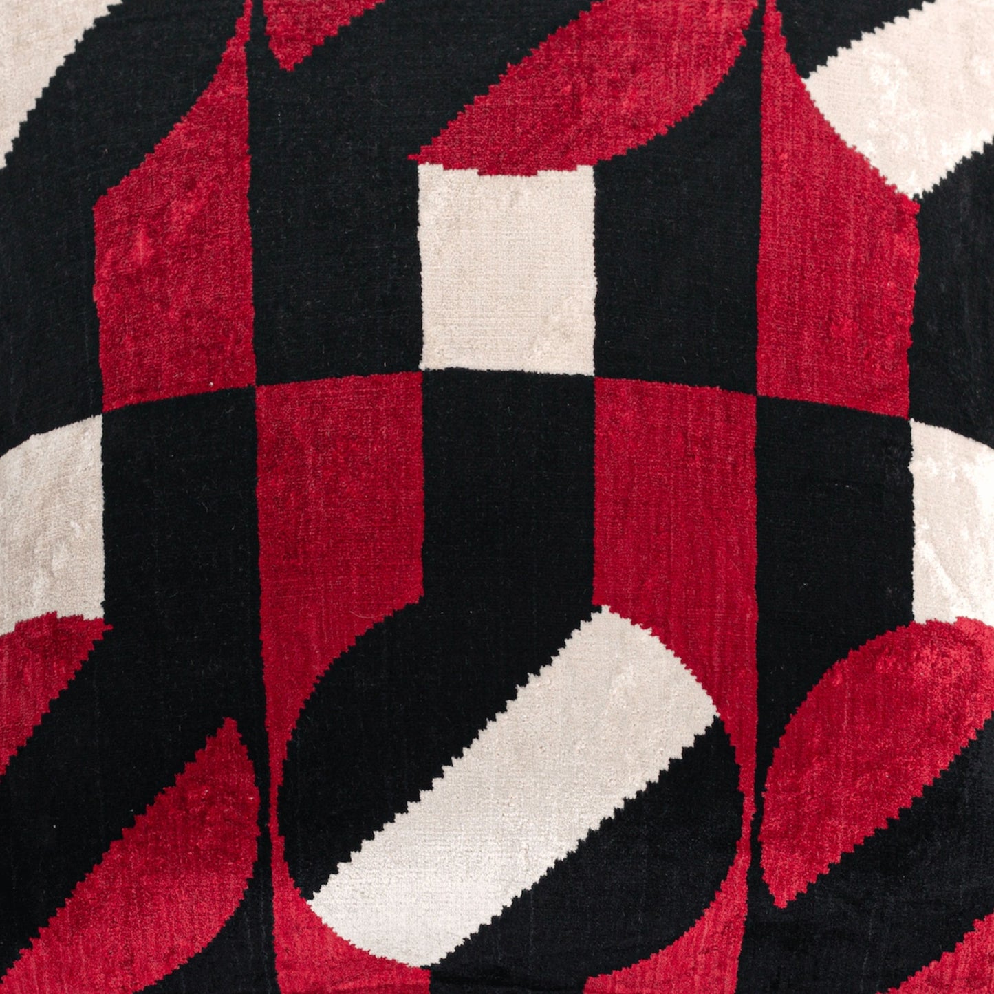 Luxury handmade ikat velvet pillow cover Black & White & Red