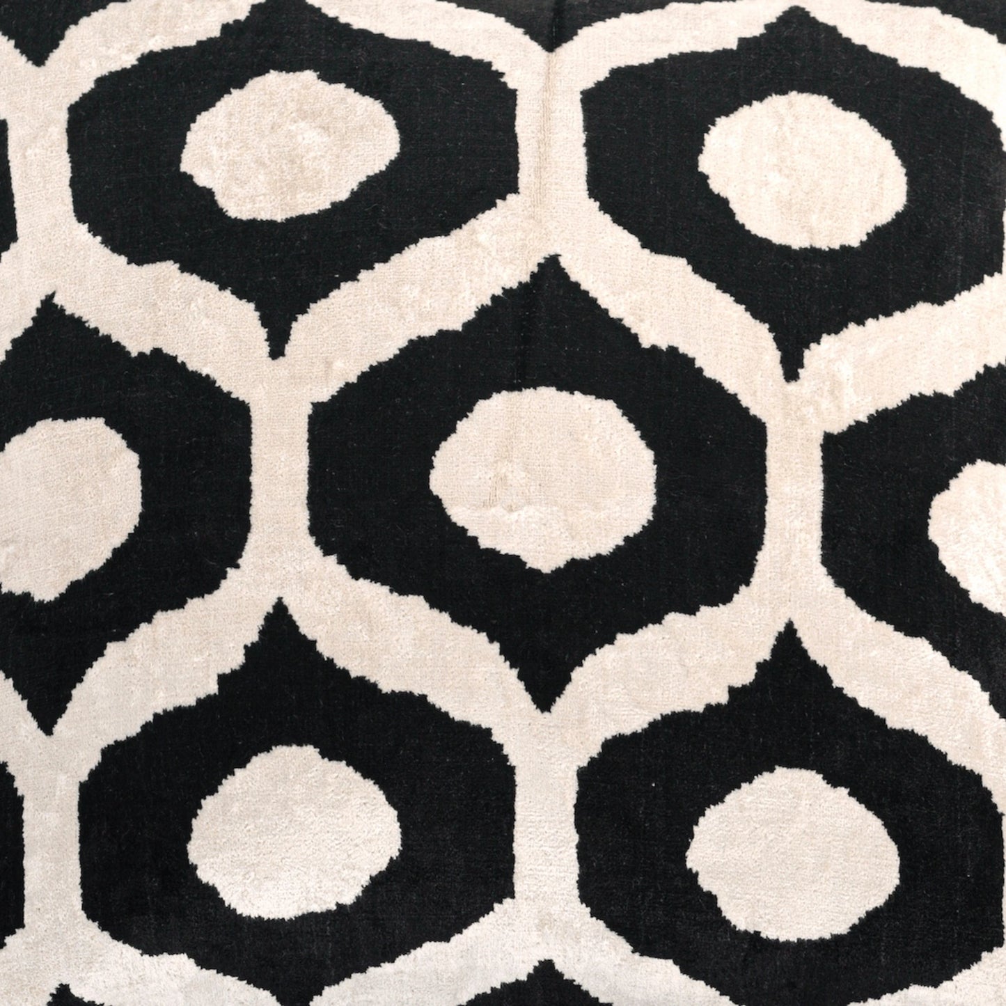 Luxury handmade ikat velvet pillow cover Black & White