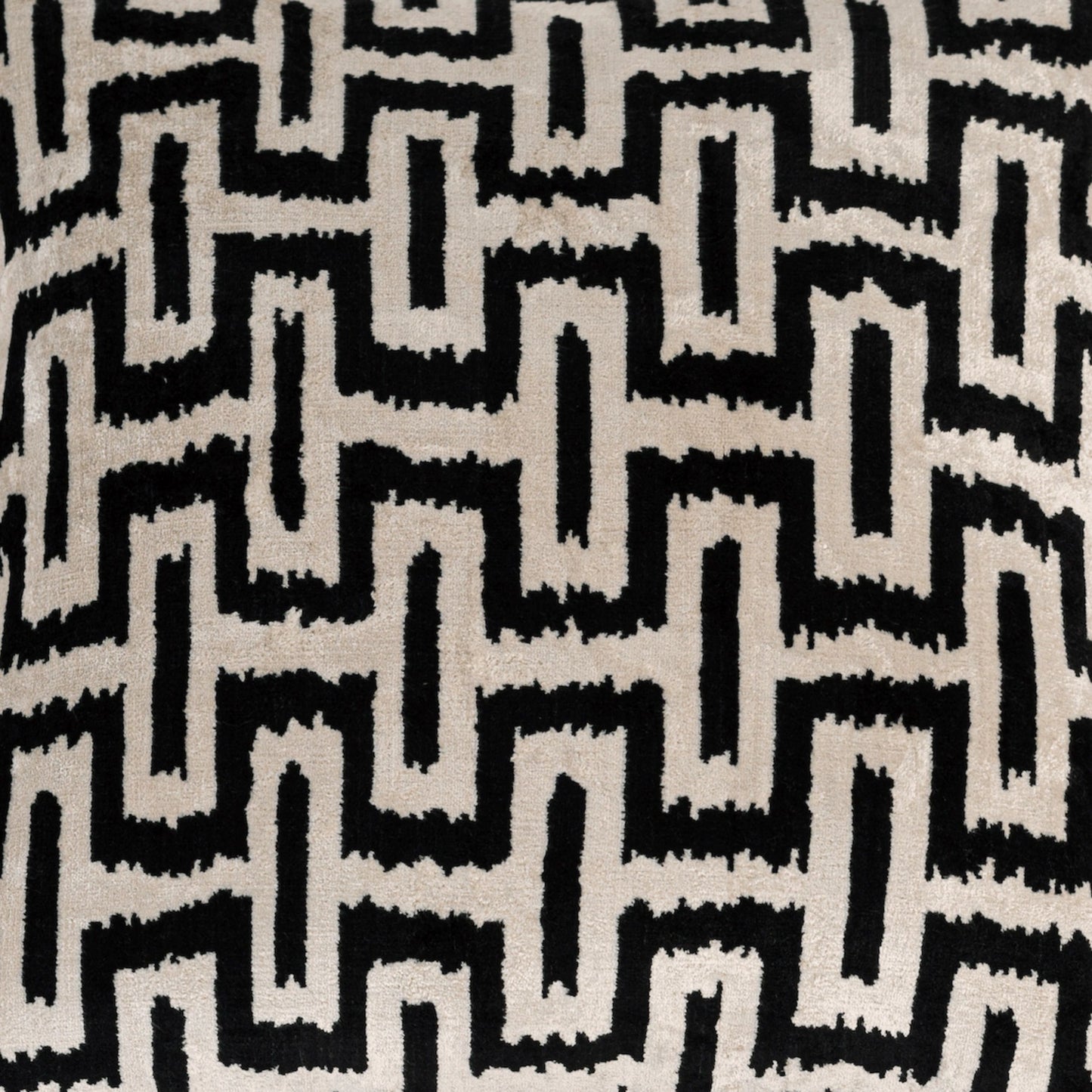 Luxury handmade ikat velvet pillow cover Black & White