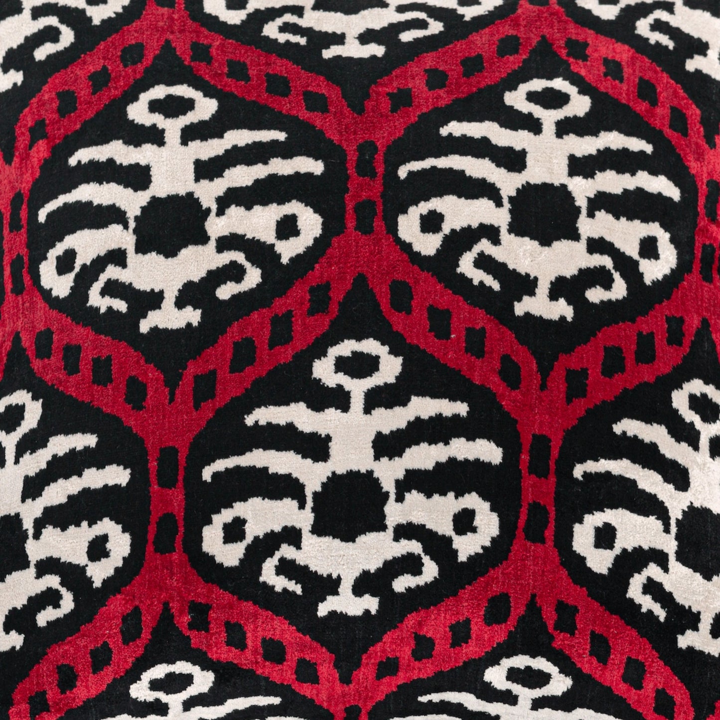 Luxury handmade ikat velvet pillow cover Black & White & Red