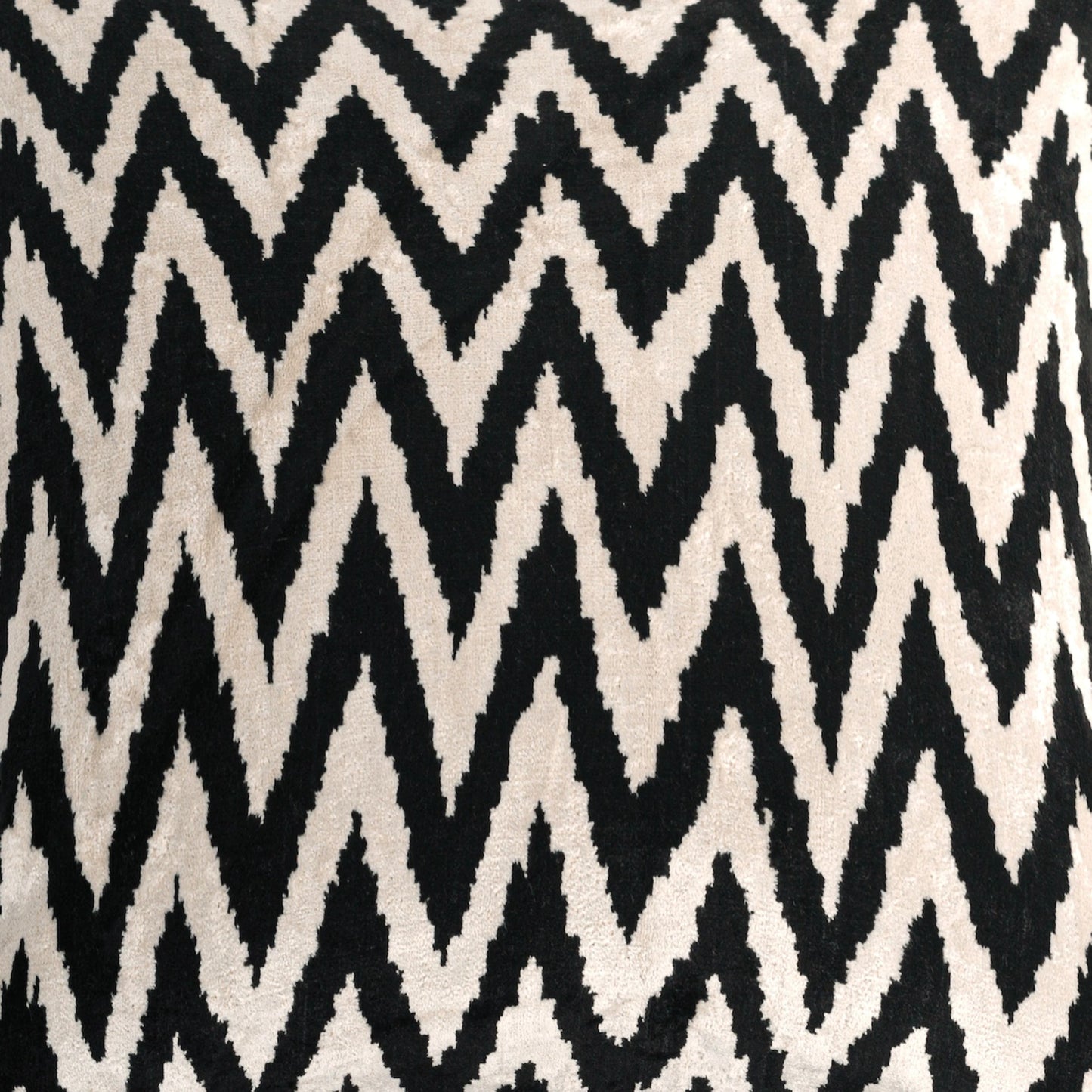 Luxury handmade ikat velvet pillow cover Black & White