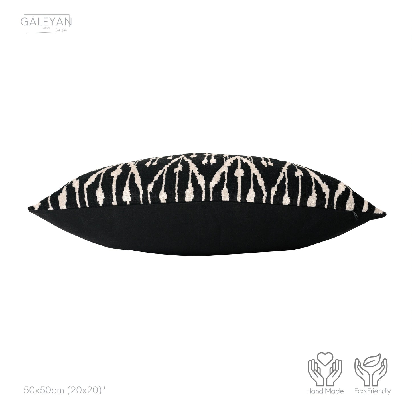 Luxury handmade ikat velvet pillow cover White & Black