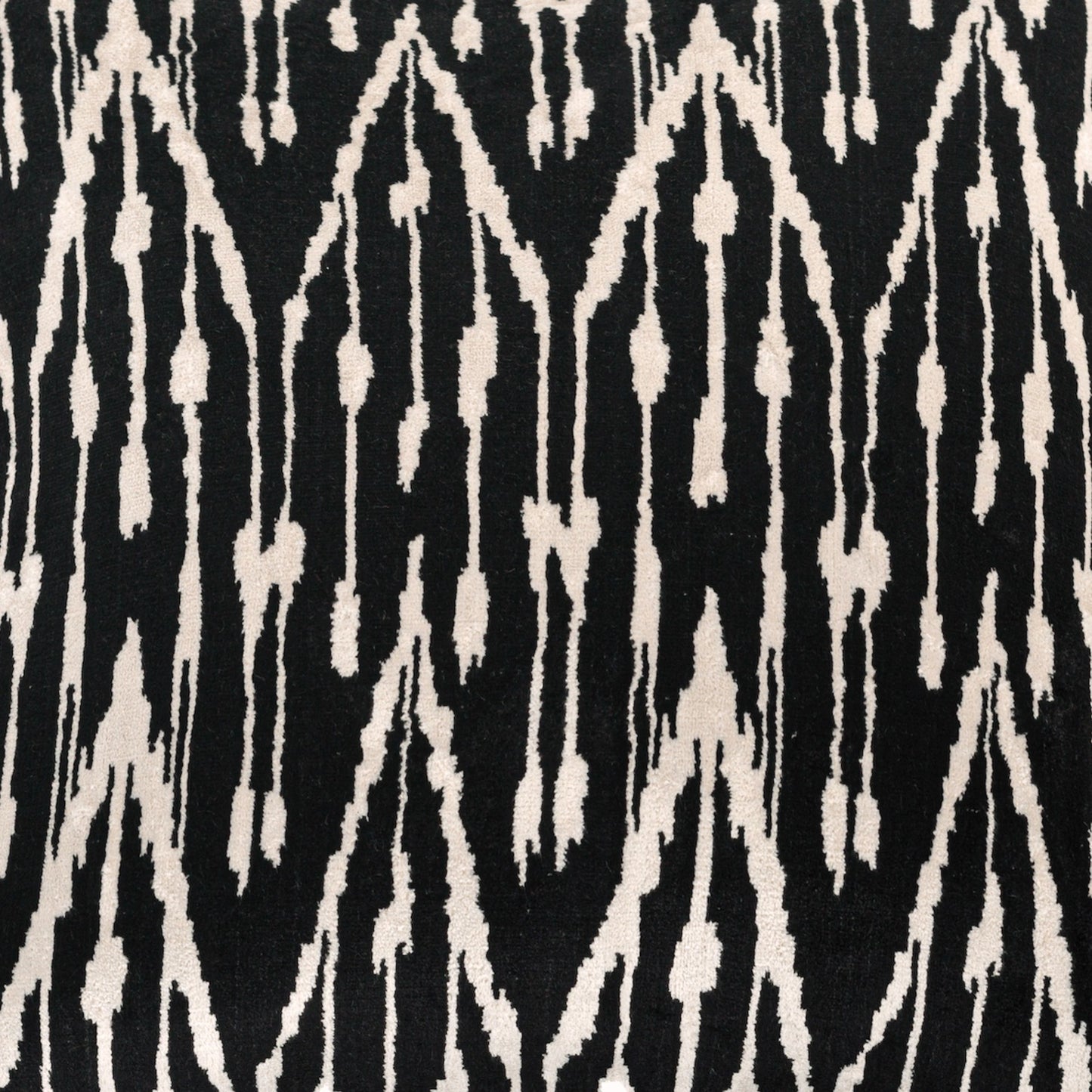 Luxury handmade ikat velvet pillow cover White & Black