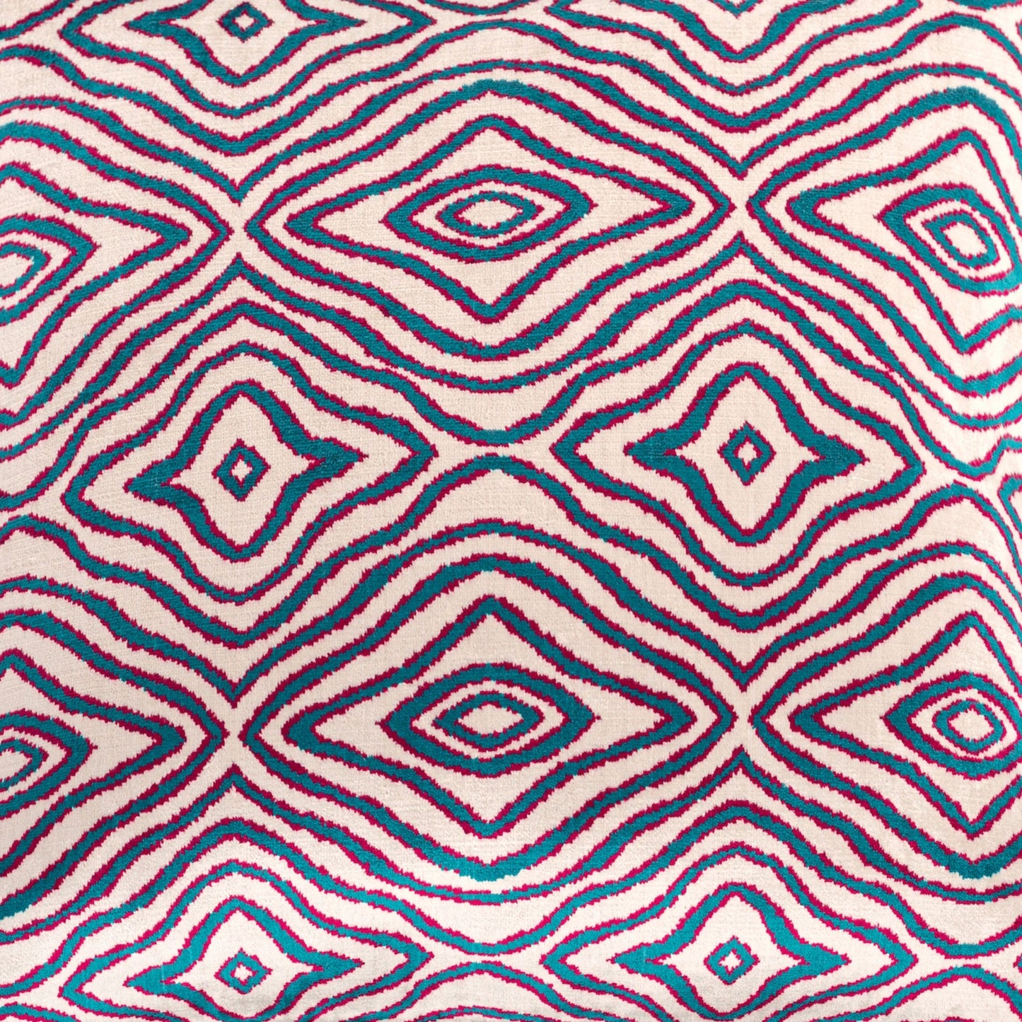 Luxury handmade ikat velvet pillow cover Turquoise Blue & Red & White