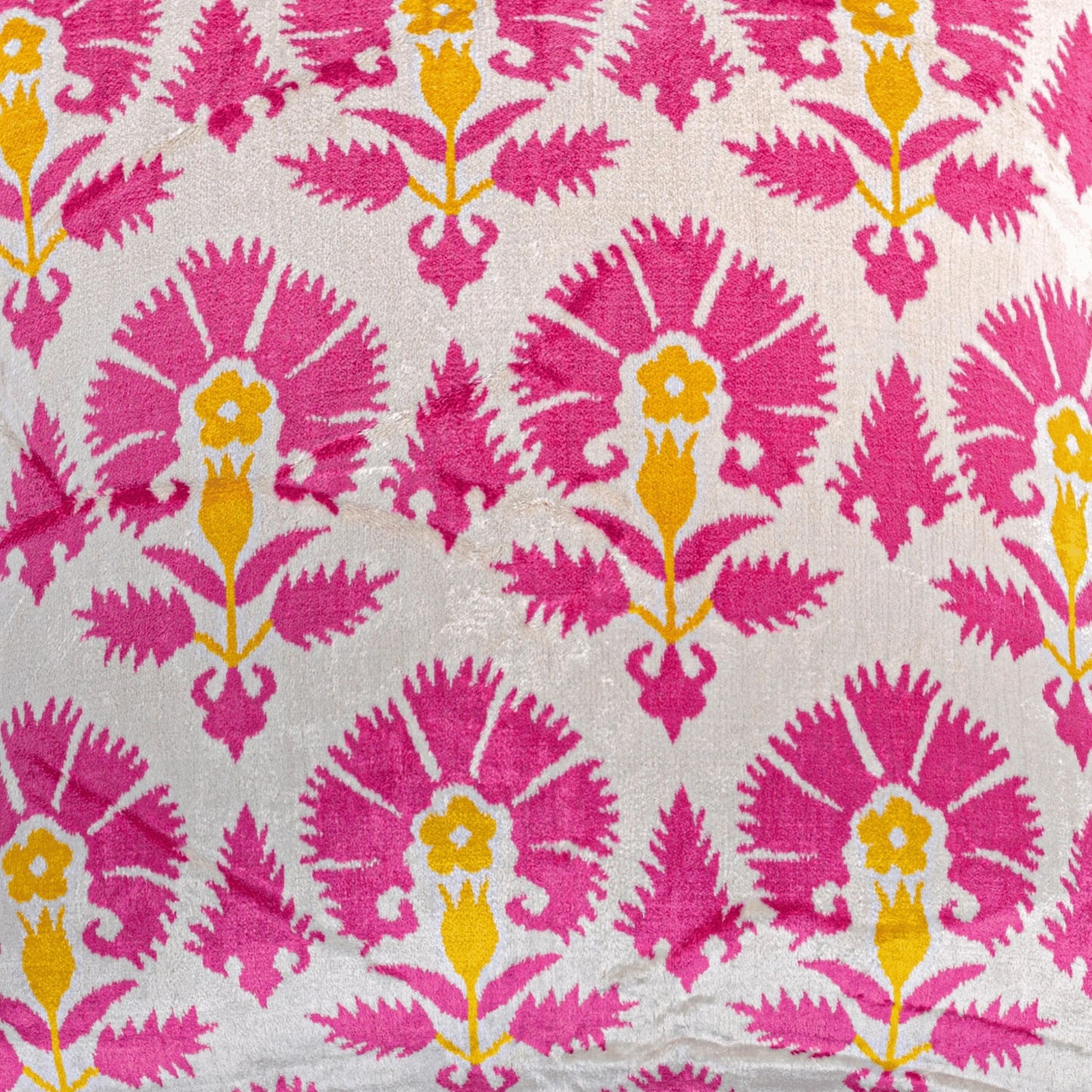 Luxury handmade ikat velvet pillow cover Pink & Orange & White