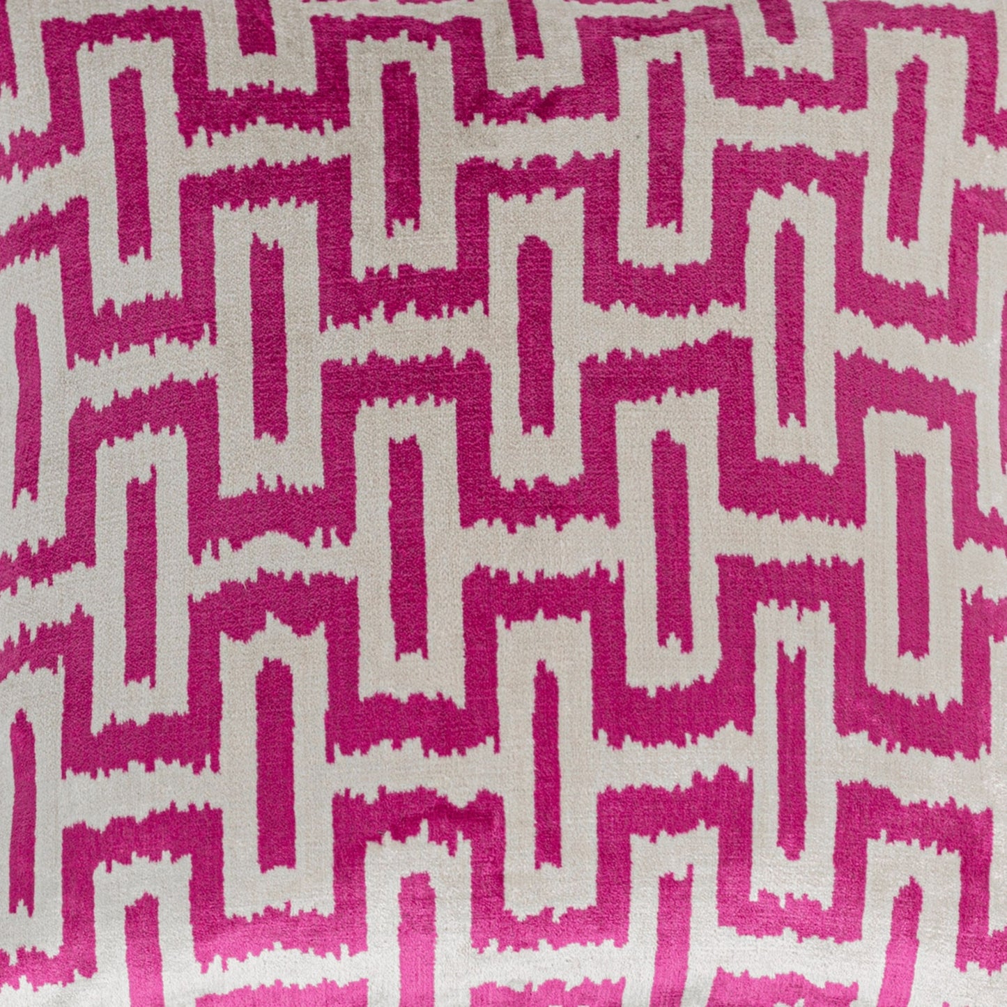 Luxury handmade ikat velvet pillow cover Pink & White