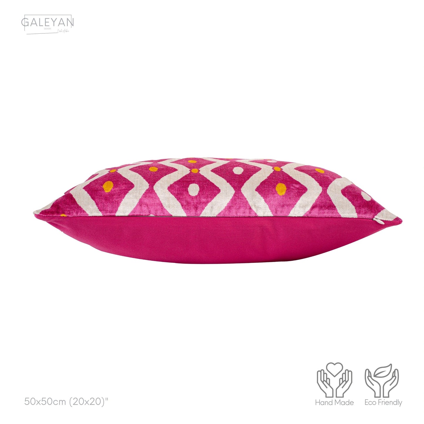 Luxury handmade ikat velvet pillow cover Pink & Orange & White