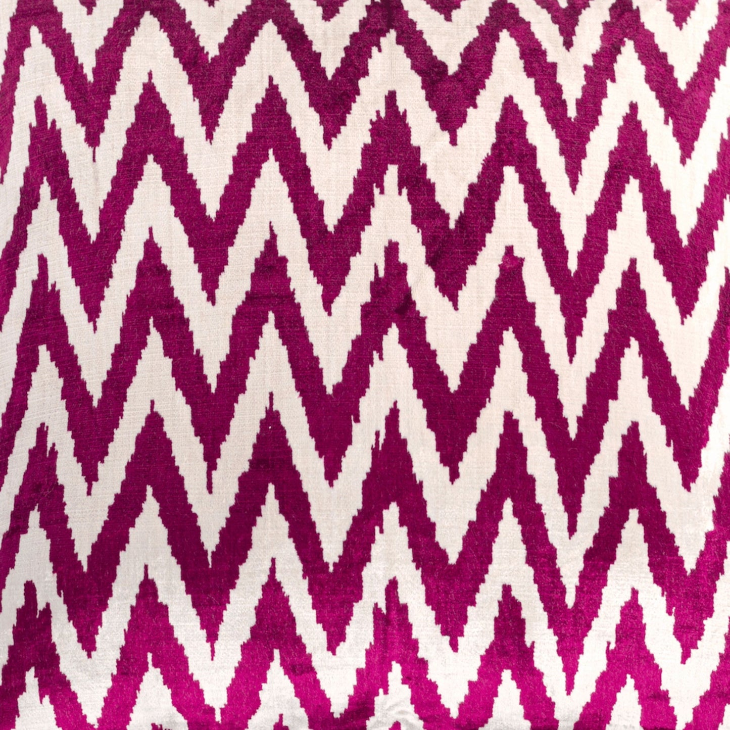 Luxury handmade ikat velvet pillow cover Fuchsia & White