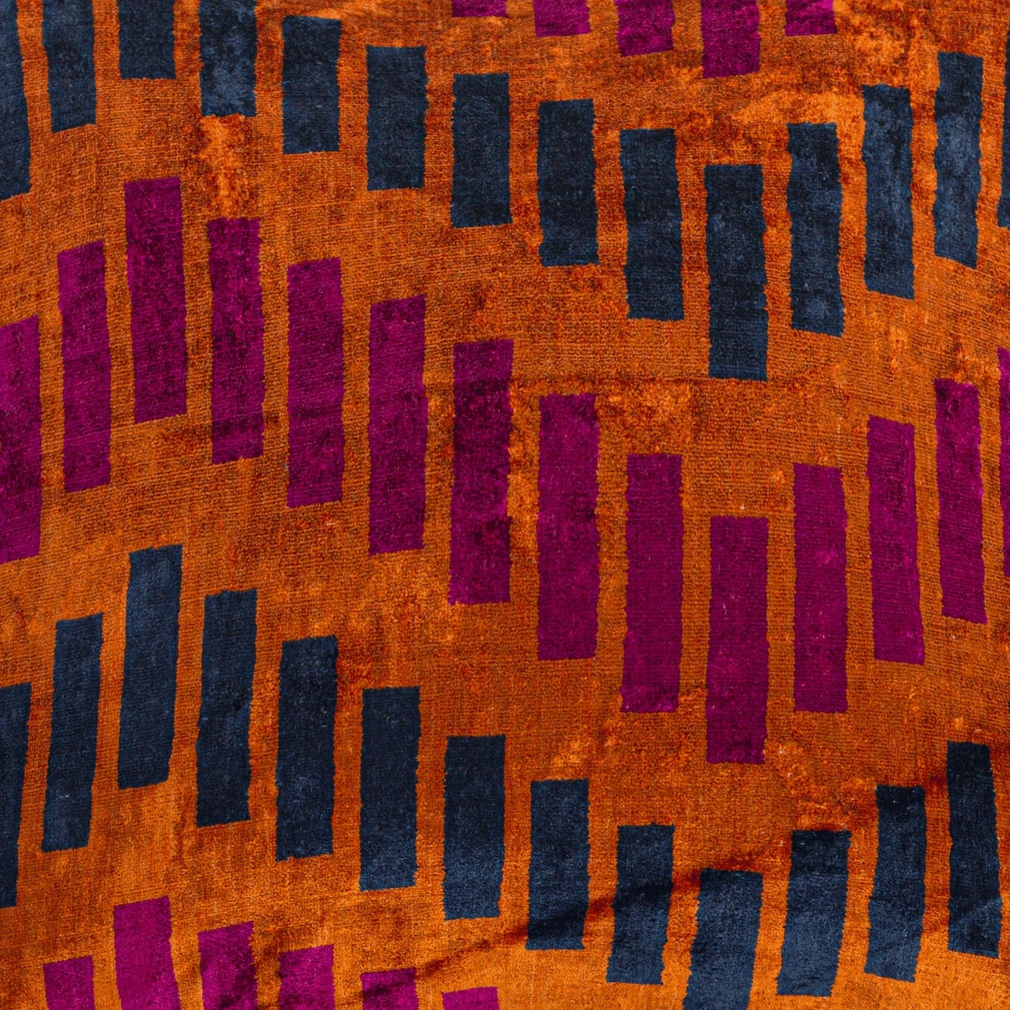 Luxury handmade ikat velvet pillow cover Fuchsia & Orange & Navy