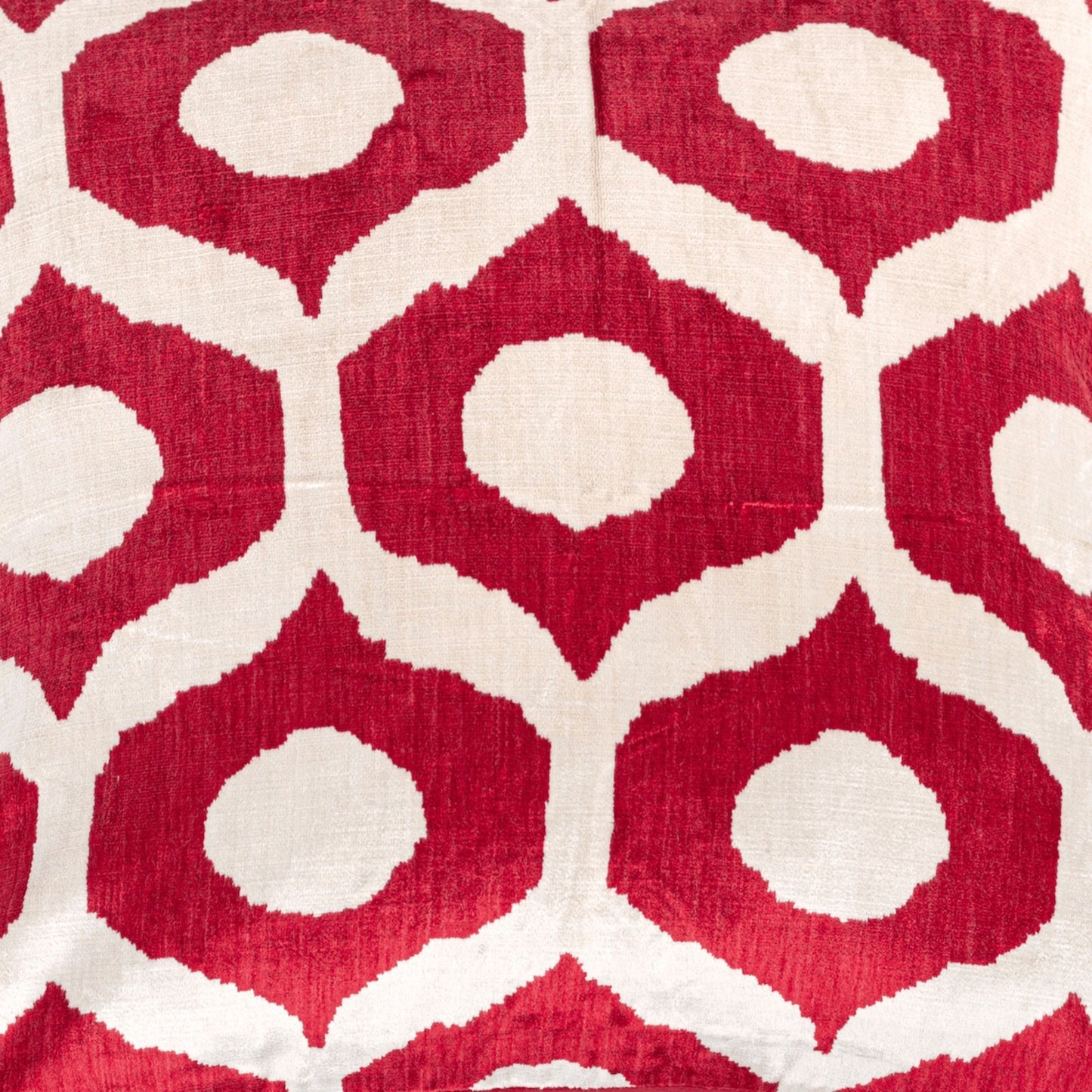 Luxury handmade ikat velvet pillow cover Red & White