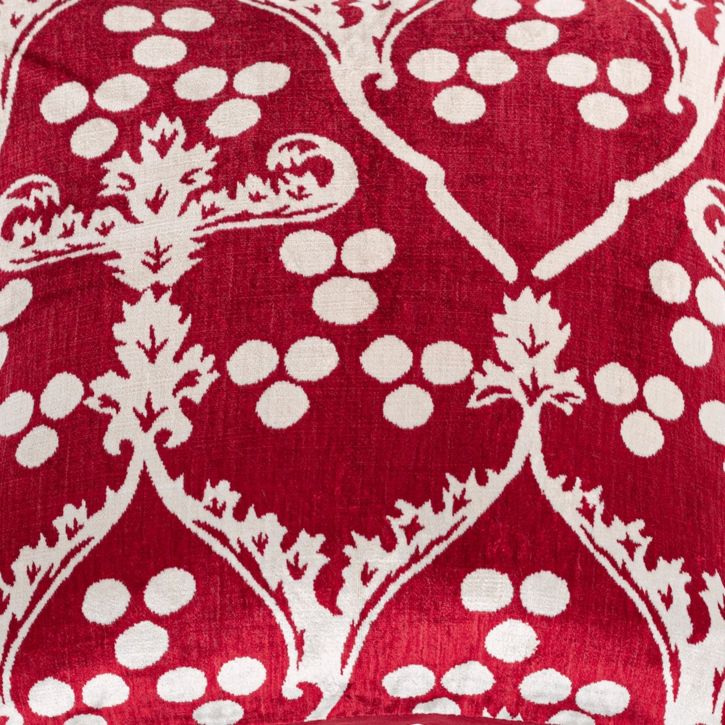 Luxury handmade ikat velvet pillow cover Red & White