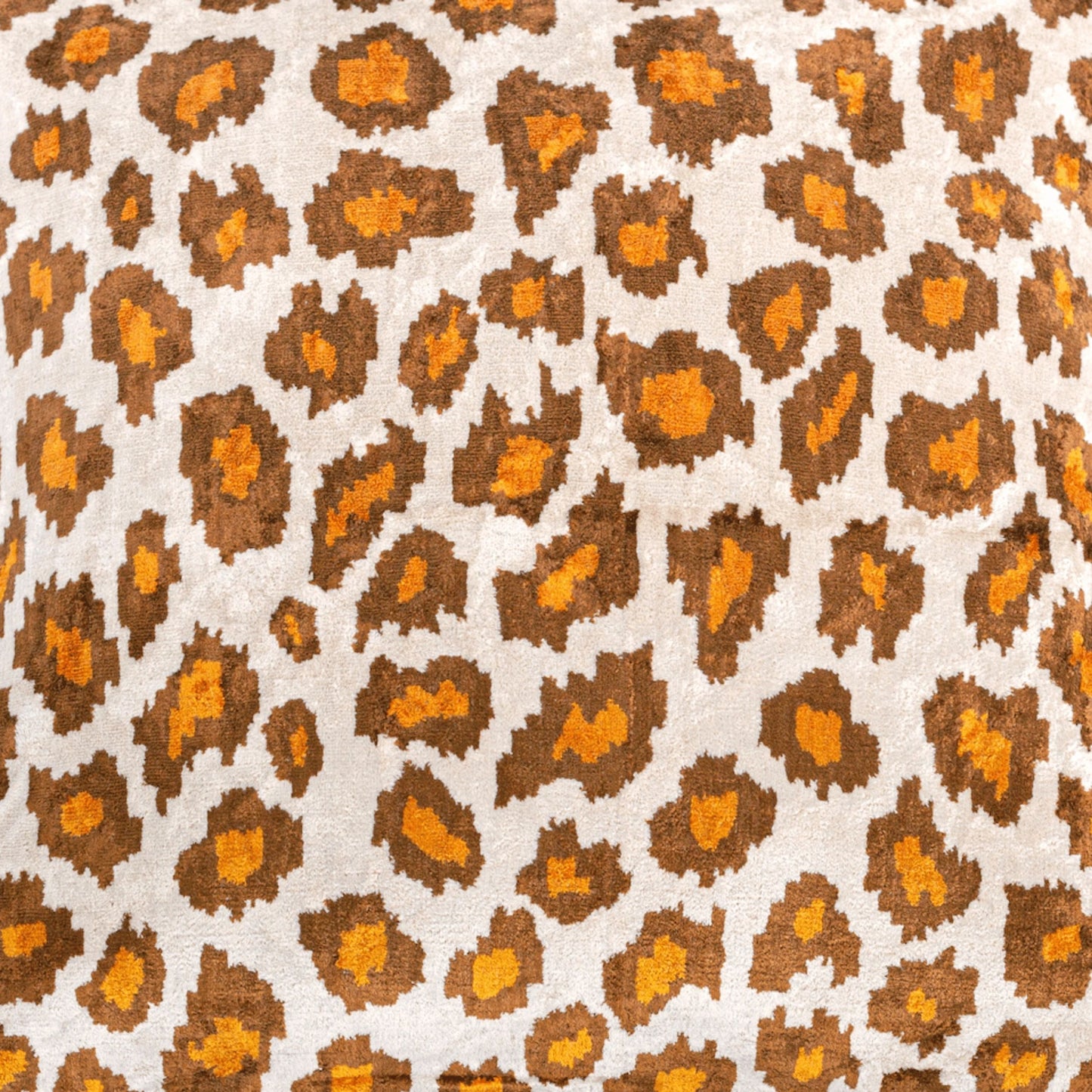 Luxury handmade ikat velvet pillow cover Brown & White & Orange