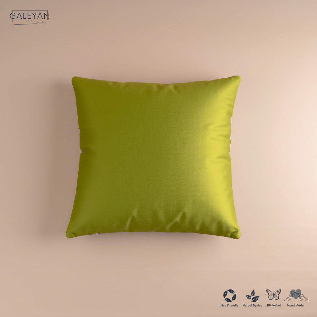 Silk Velvet Ikat Cushion – Off White/Green
