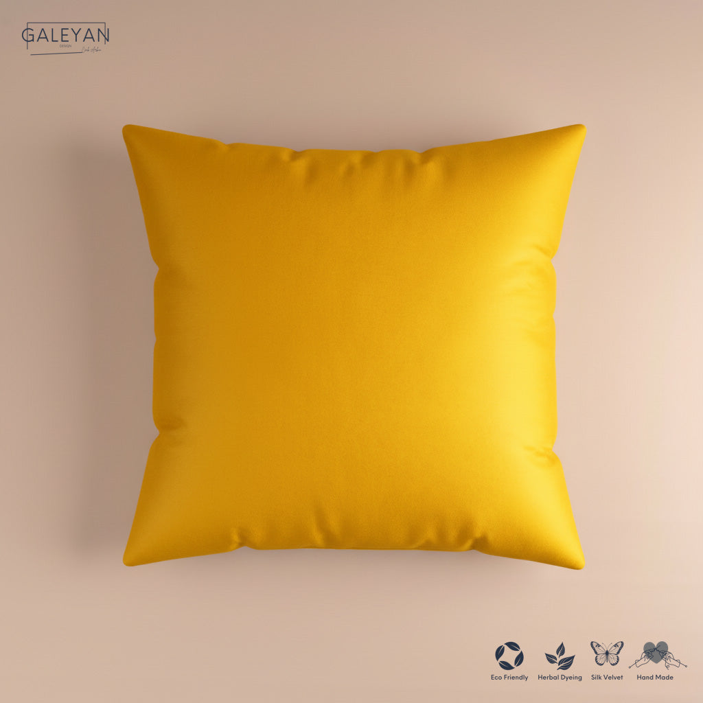 Silk Velvet Ikat Cushion – Off White/Yellow