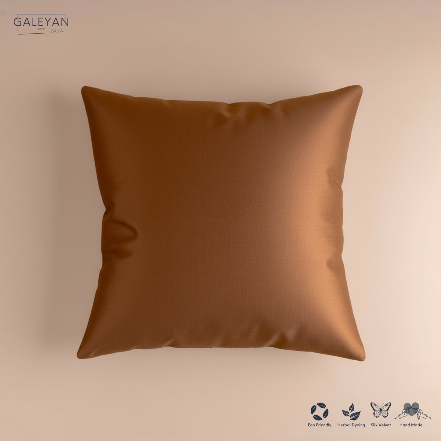 Silk Velvet Ikat Cushion – Off White/Brown/Saffron Gold