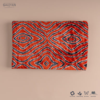 Silk Velvet Ikat Clutch – Red / Midnight Indigo