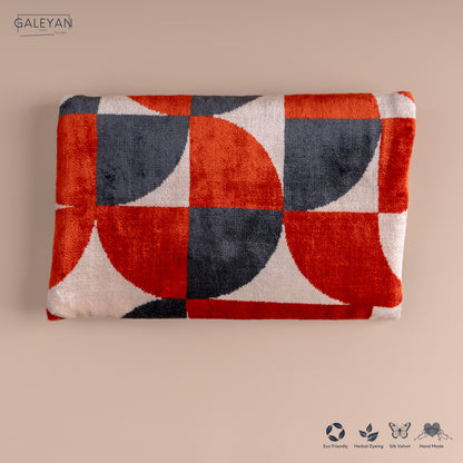 Silk Velvet Ikat Clutch – Off White / Red / Midnight Indigo