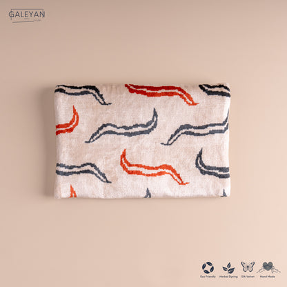 Silk Velvet Ikat Clutch – Off White / Red / Midnight Indigo