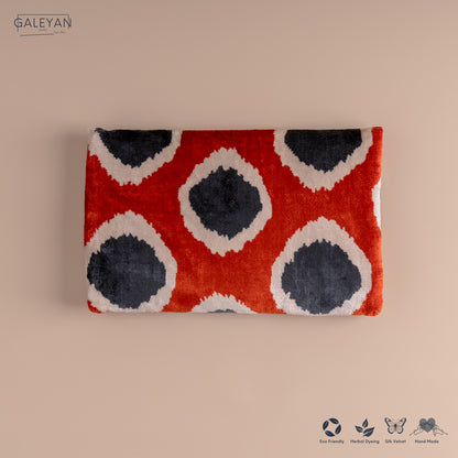 Silk Velvet Ikat Clutch – Off White / Red / Midnight Indigo