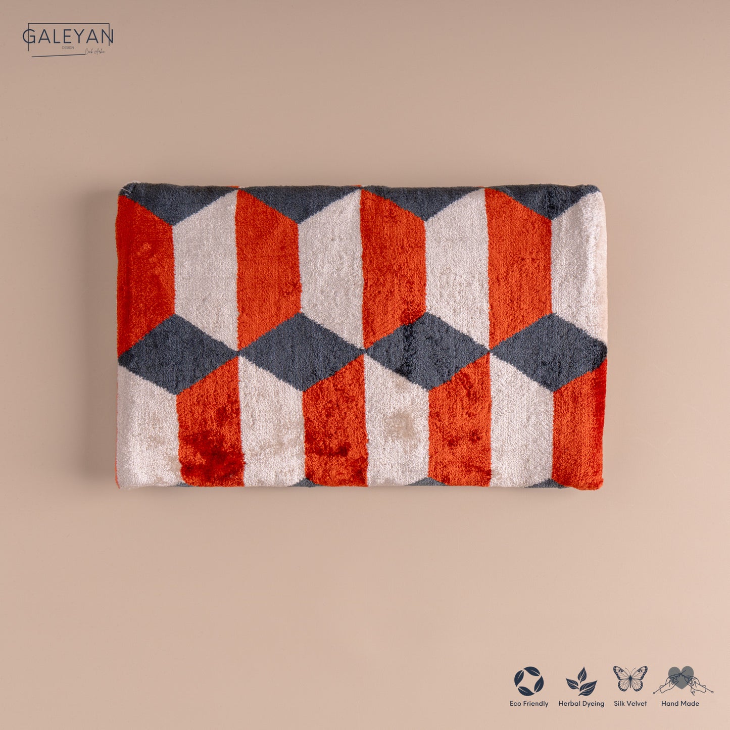 Silk Velvet Ikat Clutch – Off White / Red / Midnight Indigo