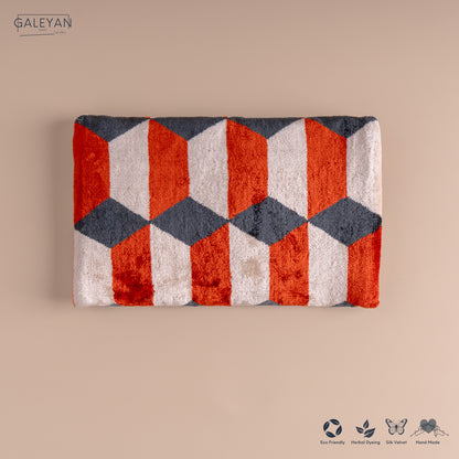 Silk Velvet Ikat Clutch – Off White / Red / Midnight Indigo