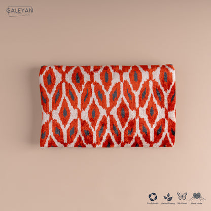 Silk Velvet Ikat Clutch – Off White / Red / Midnight Indigo