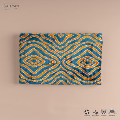Silk Velvet Ikat Clutch – Off White / Saffron Gold / Turquoise