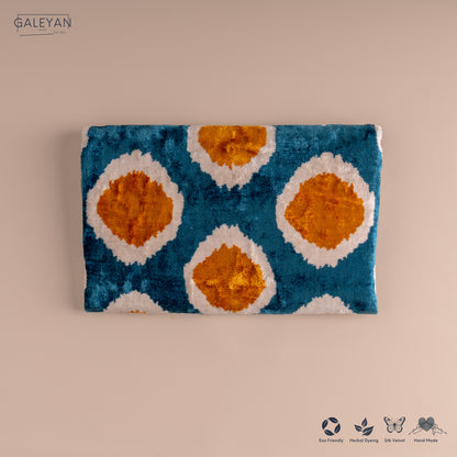 Silk Velvet Ikat Clutch – Off White / Saffron Gold / Turquoise