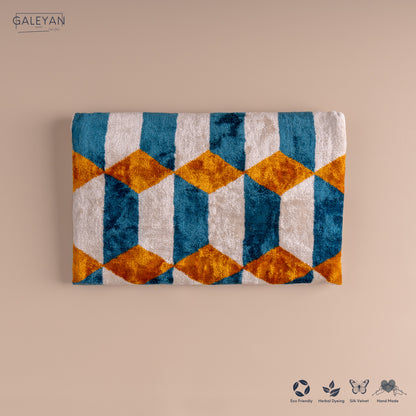 Silk Velvet Ikat Clutch – Off White / Saffron Gold / Turquoise