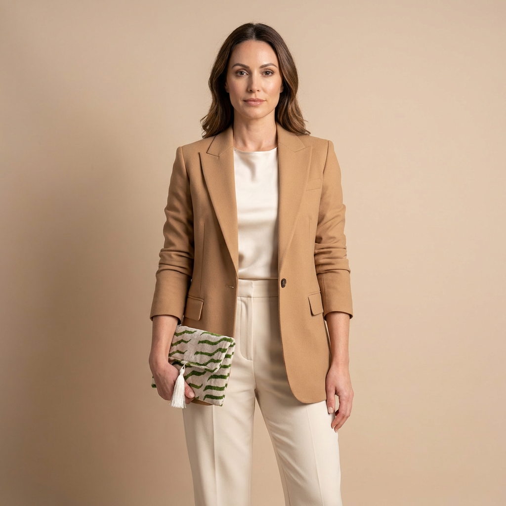 Silk Velvet Ikat Clutch – Off White / Green