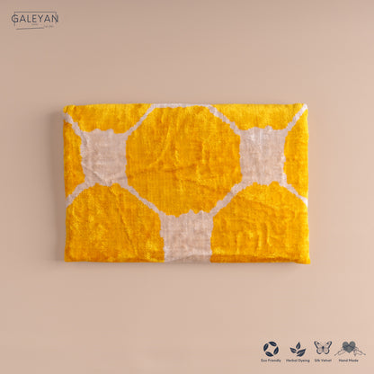 Silk Velvet Ikat Clutch – Off White / Yellow