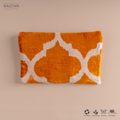 Silk Velvet Ikat Clutch – Off White / Saffron Gold