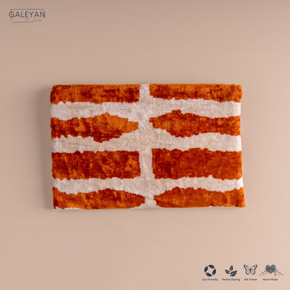 Silk Velvet Ikat Clutch – Off White / Amber
