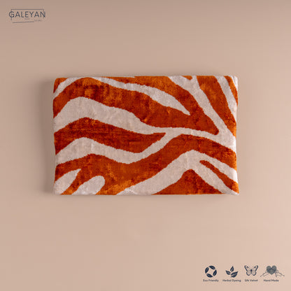 Silk Velvet Ikat Clutch – Off White / Amber