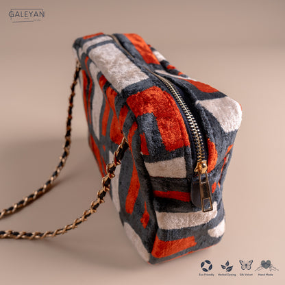 Silk Velvet Ikat Shoulder Bag – Off White / Red / Midnight Indigo