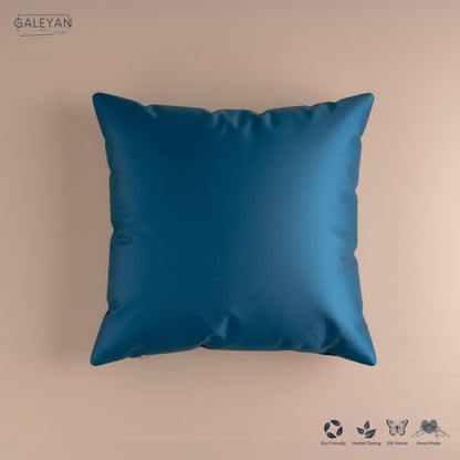 Silk Velvet Ikat Cushion – Off White/Turquoise/Midnight Indigo