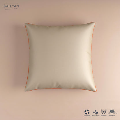 Silk Velvet Ikat Cushion – Off White/Red/Midnight Indigo