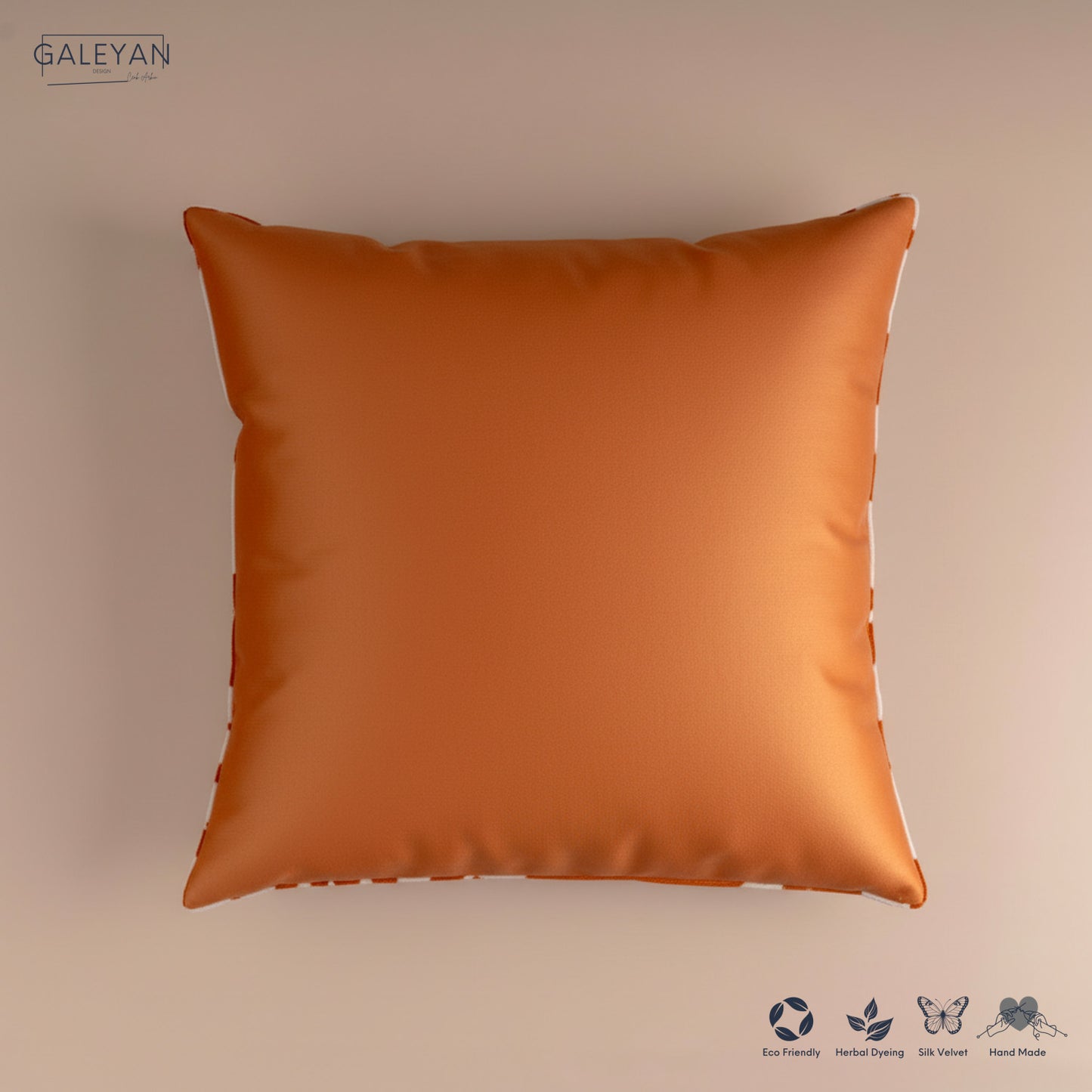 Silk Velvet Ikat Cushion – Off White/Amber