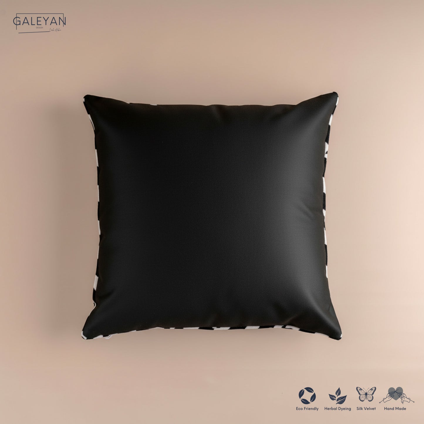 Silk Velvet Ikat Cushion – Off White/Black