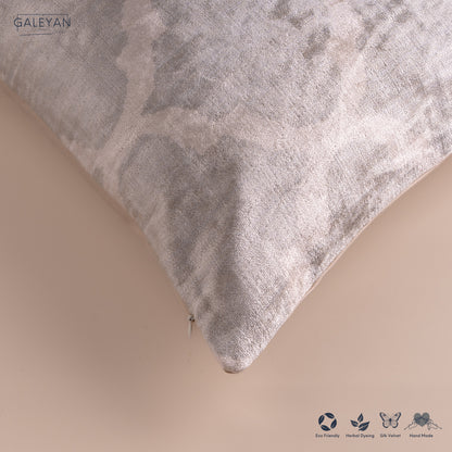 Silk Velvet Ikat Cushion – Ecru Silk Mist