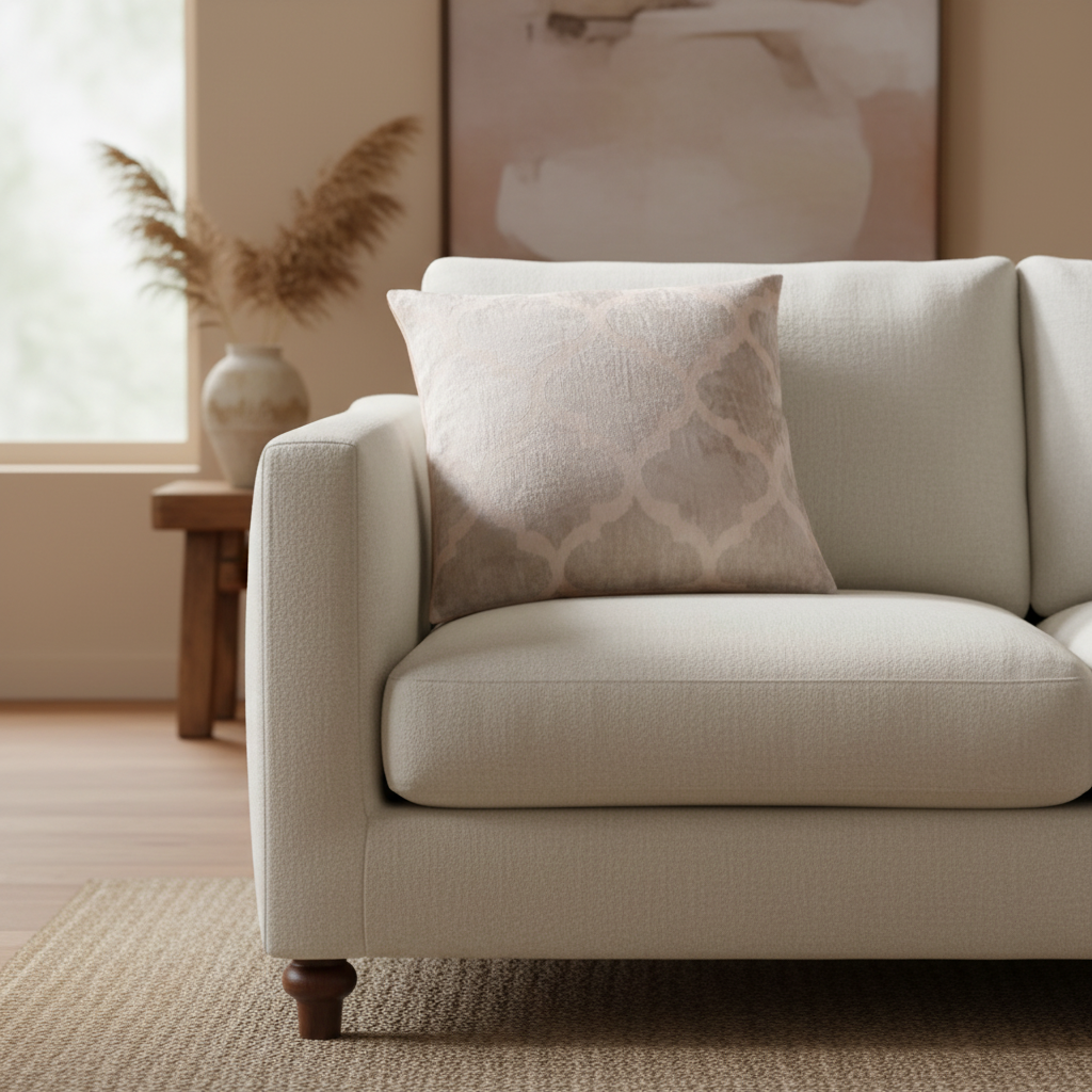 Silk Velvet Ikat Cushion – Ecru Silk Mist