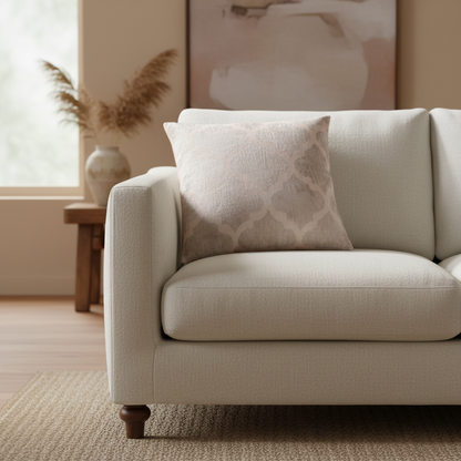 Silk Velvet Ikat Cushion – Ecru Silk Mist