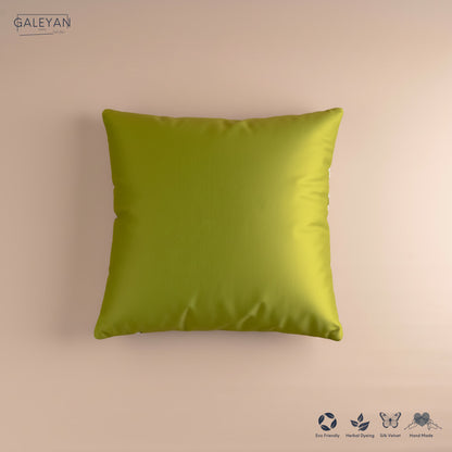 Silk Velvet Ikat Cushion – Off White/Green